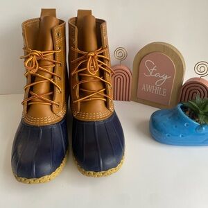 L.L. Bean Bean Boots Duck Brown Leather Rubber Women’s Size 7 M US